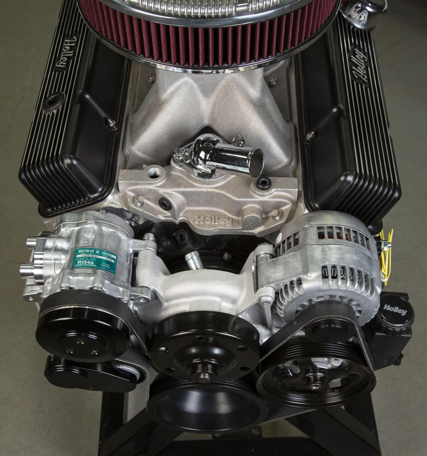 Small Block Chevy Mid Mount Complete Accessory System Small Block Chevy Mid Mount Complete Accessory System Natural Finish Holley-3