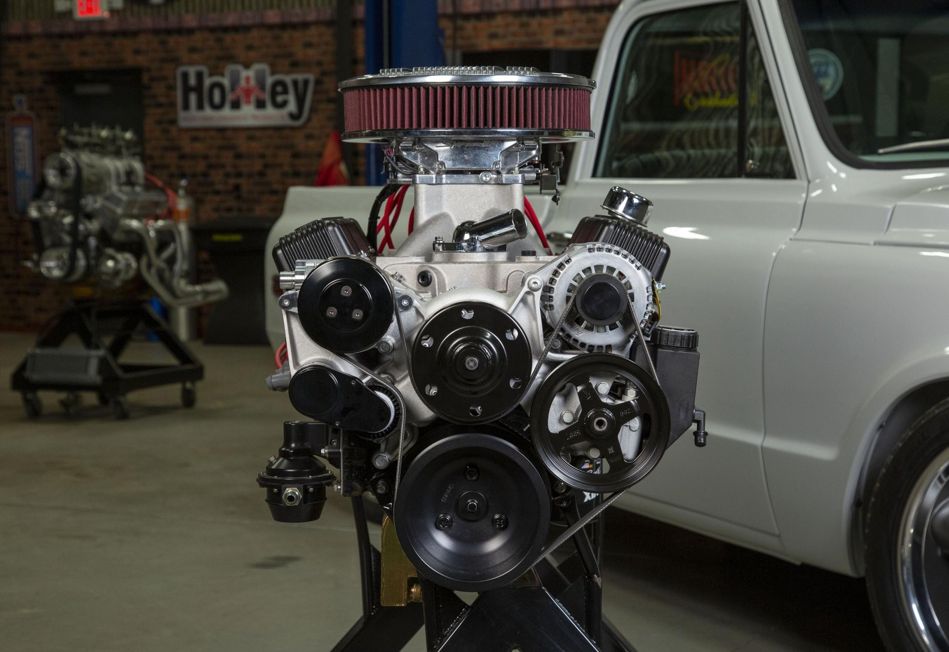 Small Block Chevy Mid Mount Complete Accessory System Small Block Chevy Mid Mount Complete Accessory System Natural Finish Holley-6