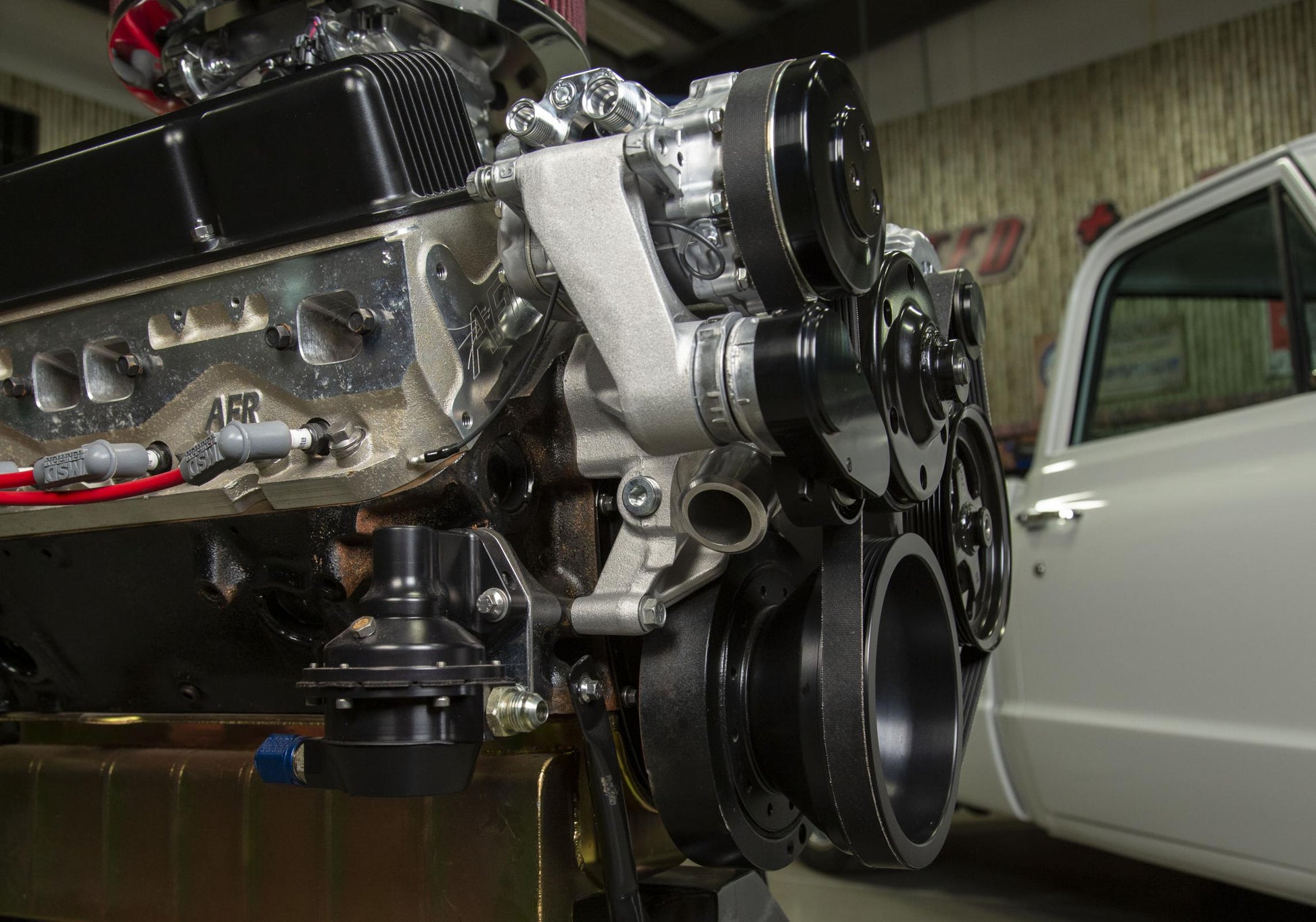 Small Block Chevy Mid Mount Complete Accessory System Small Block Chevy Mid Mount Complete Accessory System Natural Finish Holley-8