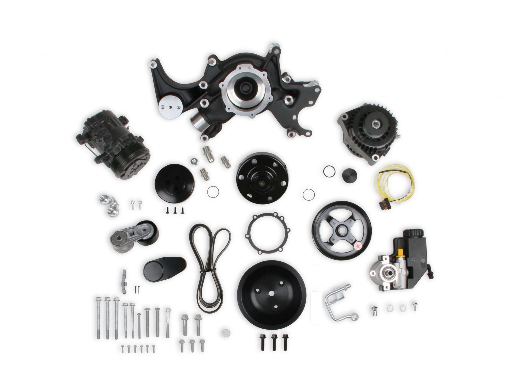 Big Block Chevy Mid-Mount Complete Accessory System Big Block Chevy Mid-Mount Complete Accessory System- Black Finish Holley