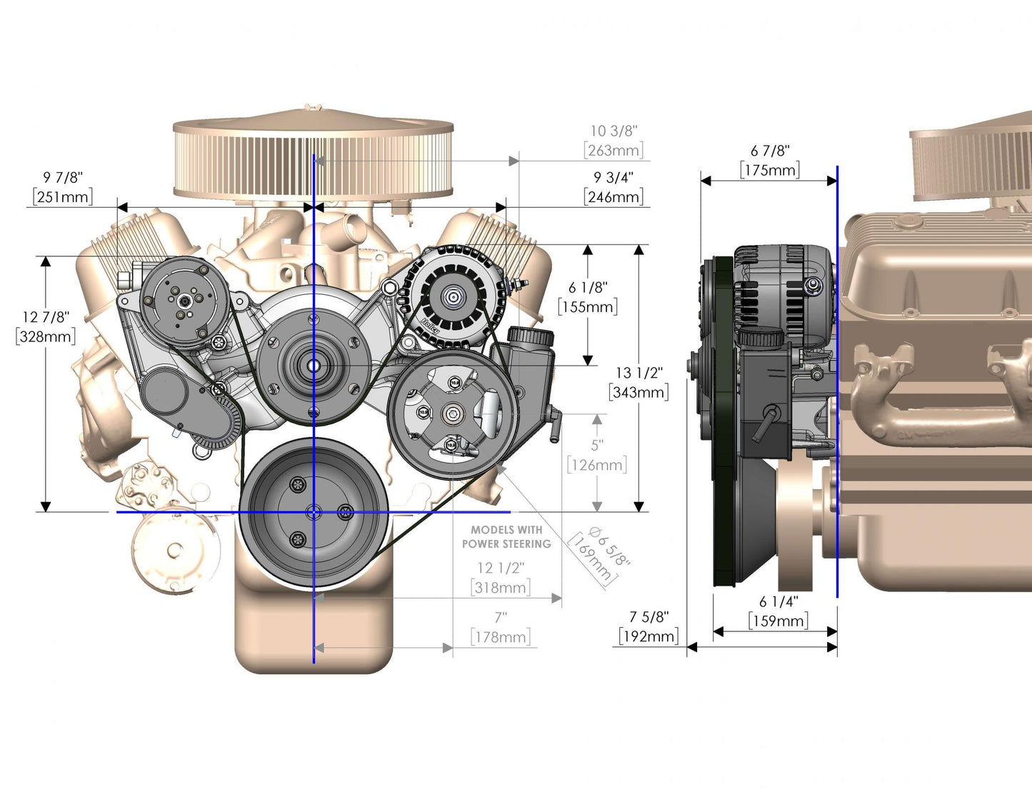 Big Block Chevy Mid-Mount Complete Accessory System Big Block Chevy Mid-Mount Complete Accessory System- Black Finish Holley-6