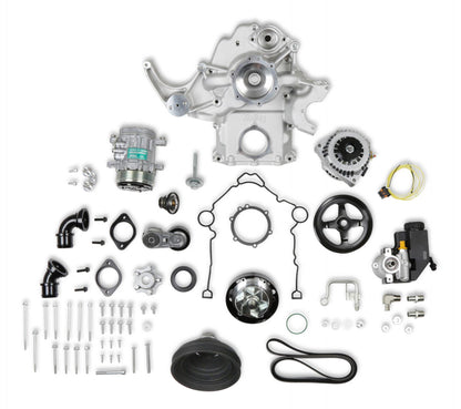 Mid-Mount Complete Accessory System Gen III Hemi Engine Non VVT Fits 2003-2008 5.7L & 2005-2010 6.1L Engines Natural Cast Finish Factory Style Damper Holley-1