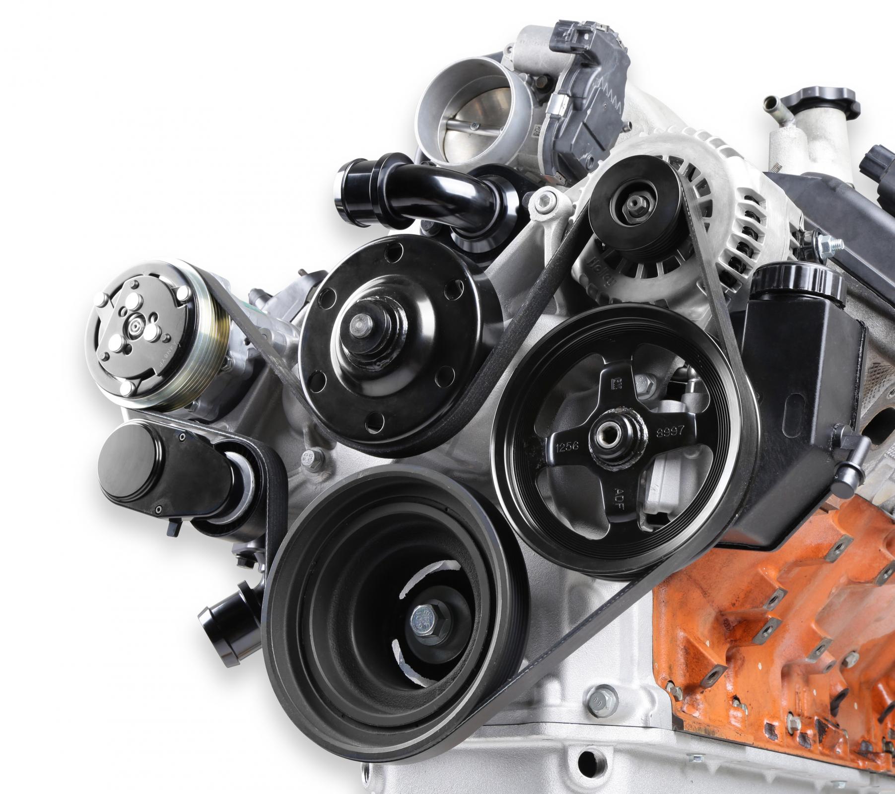 Mid-Mount Complete Accessory System Gen III Hemi Engine Non VVT Fits 2003-2008 5.7L & 2005-2010 6.1L Engines Natural Cast Finish Factory Style Damper Holley-23