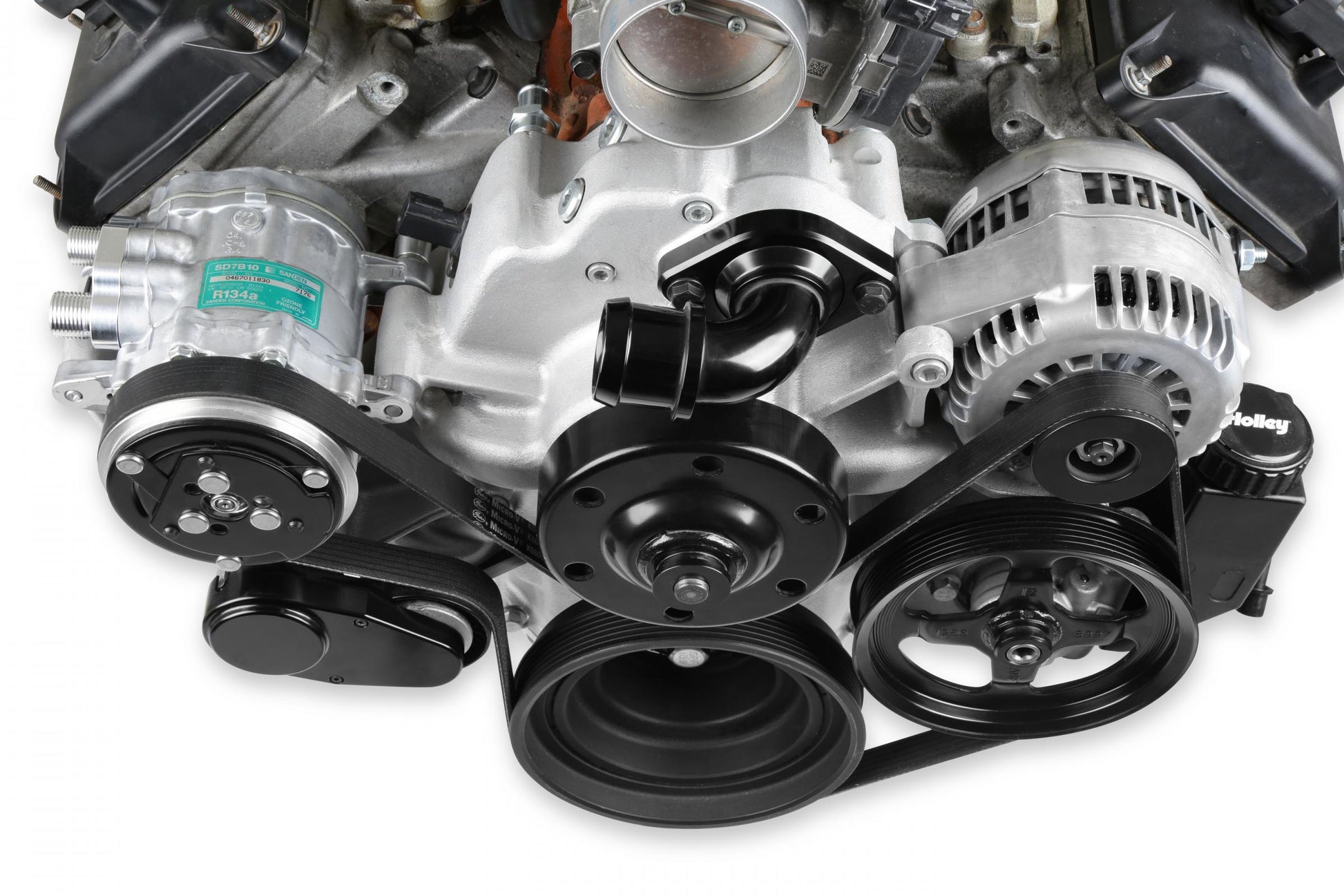 Mid-Mount Complete Accessory System Gen III Hemi Engine Non VVT Fits 2003-2008 5.7L & 2005-2010 6.1L Engines Natural Cast Finish Factory Style Damper Holley-25
