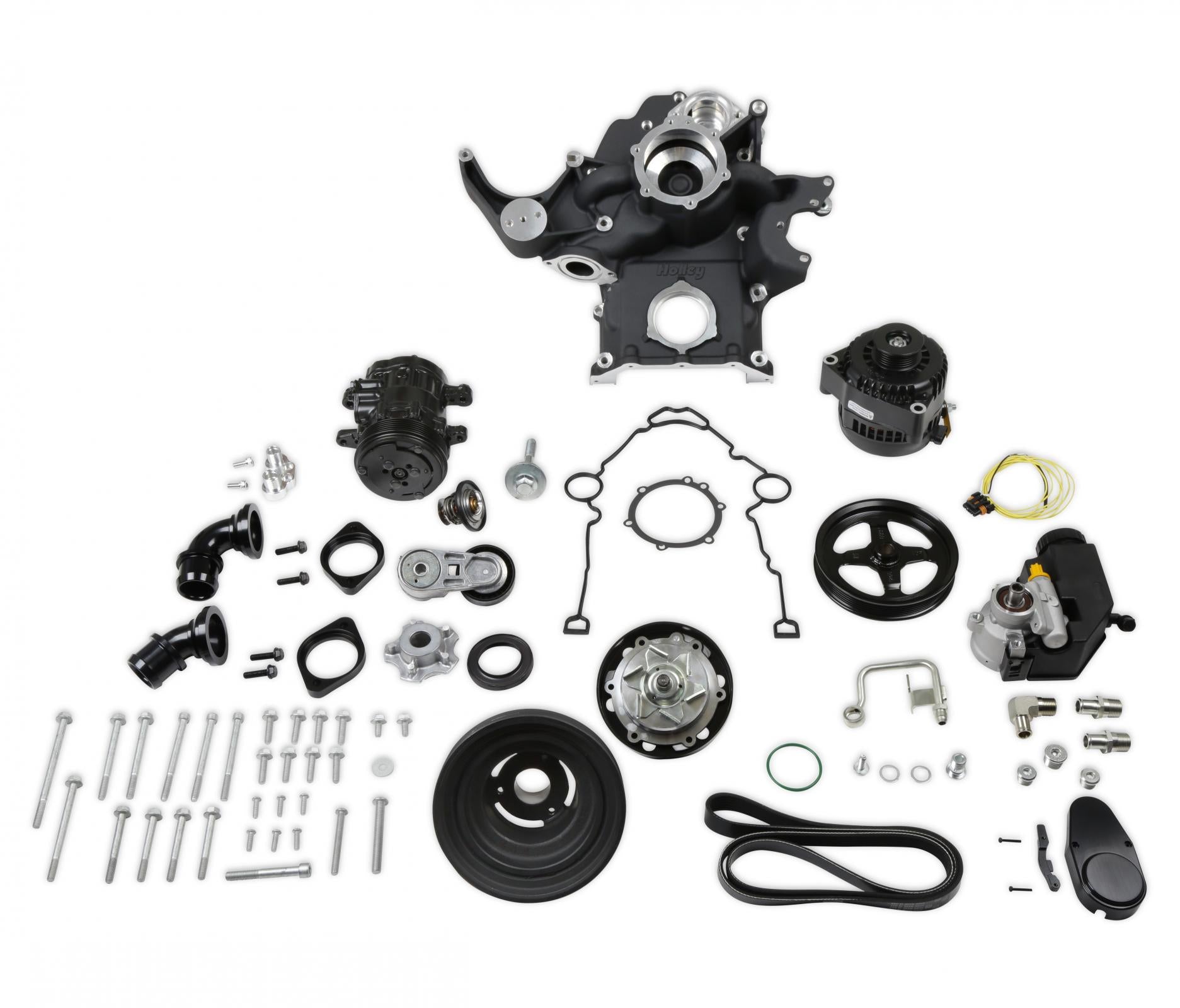 Black Mid-Mount Complete Accessory System Gen III Hemi Engine VVT Fits 2009 & Up 5.7L & 2011 & Up 6.4L Engines Black Finish Factory Style Damper Holley-1