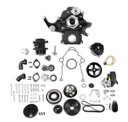 Premium Black Mid-Mount Complete Accessory System Gen III Hemi Engine Non VVT Fits 2003-2008 5.7L & 2005-2010 6.1L Engines Black Finish SFI Certified Damper with Billet Aluminum Pulley Holley