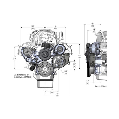 Premium Mid-Mount Complete Accessory System Gen III Hemi Engine Non VVT Fits 2003-2008 5.7L & 2005-2010 6.1L Engines Natural Cast Finish SFI Certified Damper with Billet Aluminum Pulley Holley-13