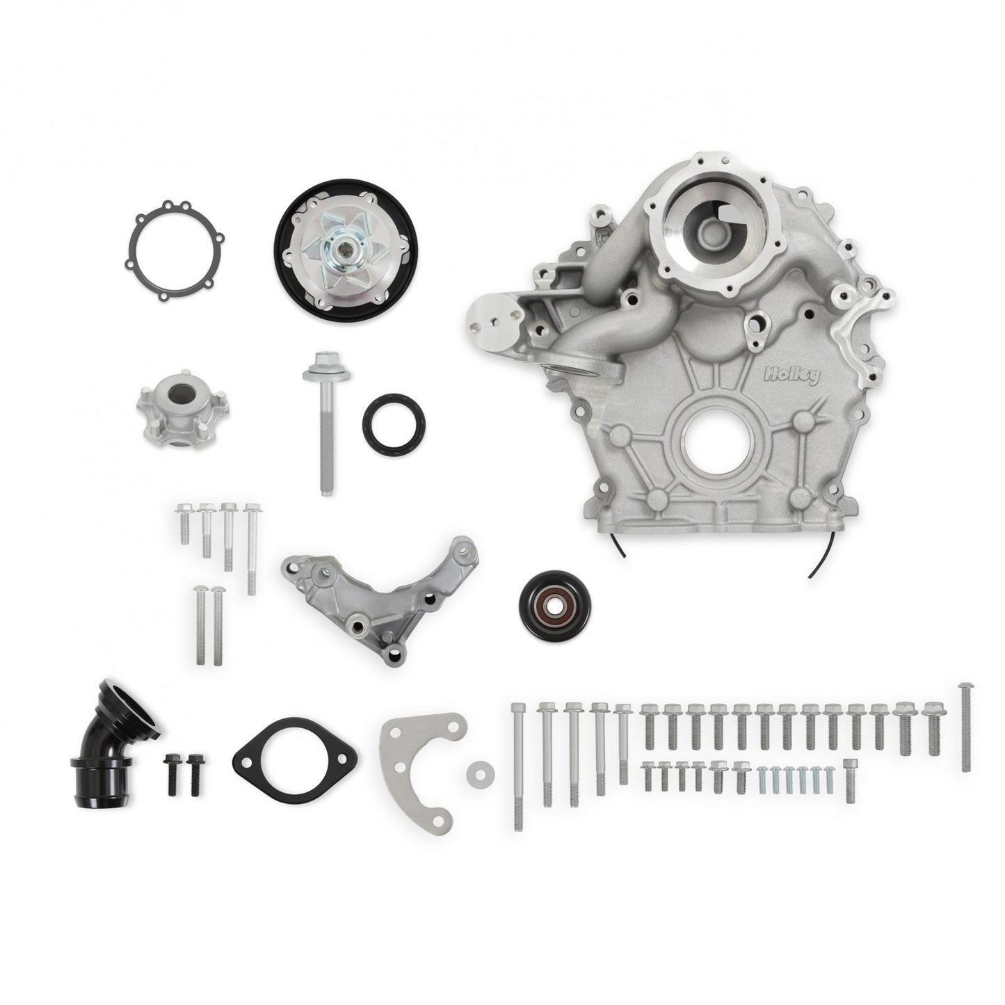 Godzilla High-Mount Accessory Drive OE Oiling System Base Kit Fits Ford 7.3L Godzilla Includes Timing Cover/coolant Manifold, Water Pump, and Alternator Bracket Holley-6