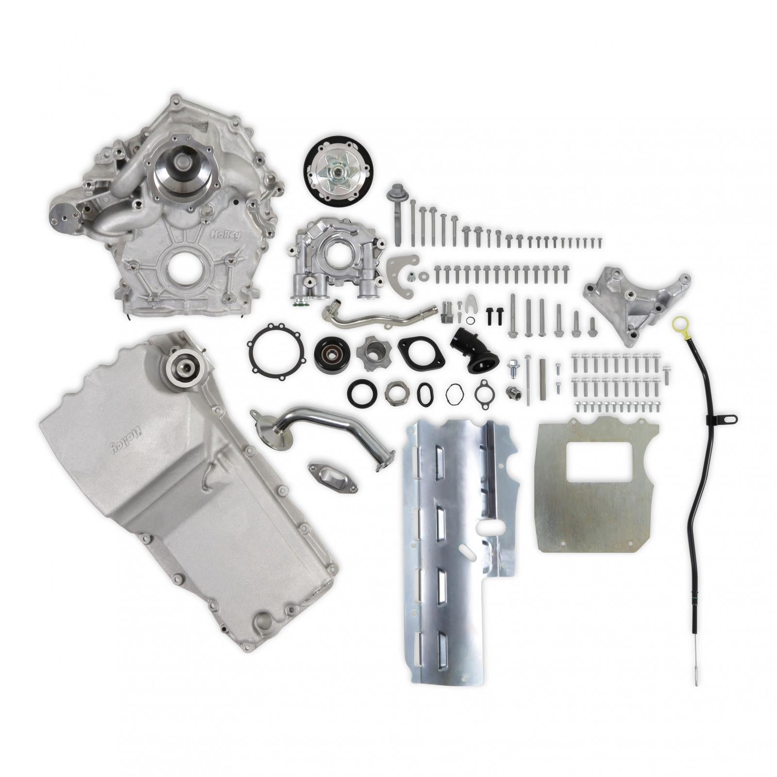 Godzilla High-Mount Accessory Drive with Swap Oil Pan and Pump Base Kit Fits Ford 7.3L Godzilla Includes Timing Cover/coolant Manifold, Water Pump, Oil Pump, and Oil Pan Holley