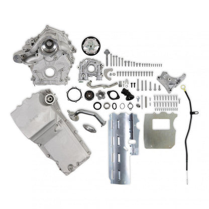Godzilla High-Mount Accessory Drive with Swap Oil Pan and Pump Base Kit Fits Ford 7.3L Godzilla Includes Timing Cover/coolant Manifold, Water Pump, Oil Pump, and Oil Pan Holley