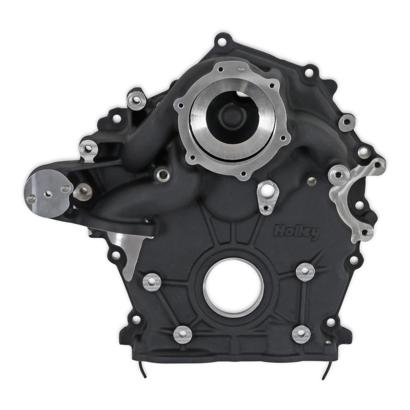 Godzilla High-Mount Accessory Drive with Swap Oil Pan and Pump Base Kit Black Fits Ford 7.3L Godzilla Includes Timing Cover/coolant Manifold, Water Pump, Oil Pump, and Oil Pan Holley-8