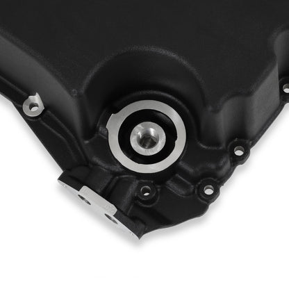 Godzilla High-Mount Accessory Drive F100 Swap Complete Black Fits Ford 7.3L Godzilla Includes Timing Cover/coolant Manifold, SD7 A/C Compressor, Alternator, P/S Pump, Tensioner, Water Pump, Belt & Pulleys, Oil Pump, and Oil Pan Holley-3