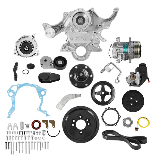 Small Block Ford Mid Mount Complete Accessory System Small Block Ford Mid Mount Complete Accessory Drive Natural Finish Holley