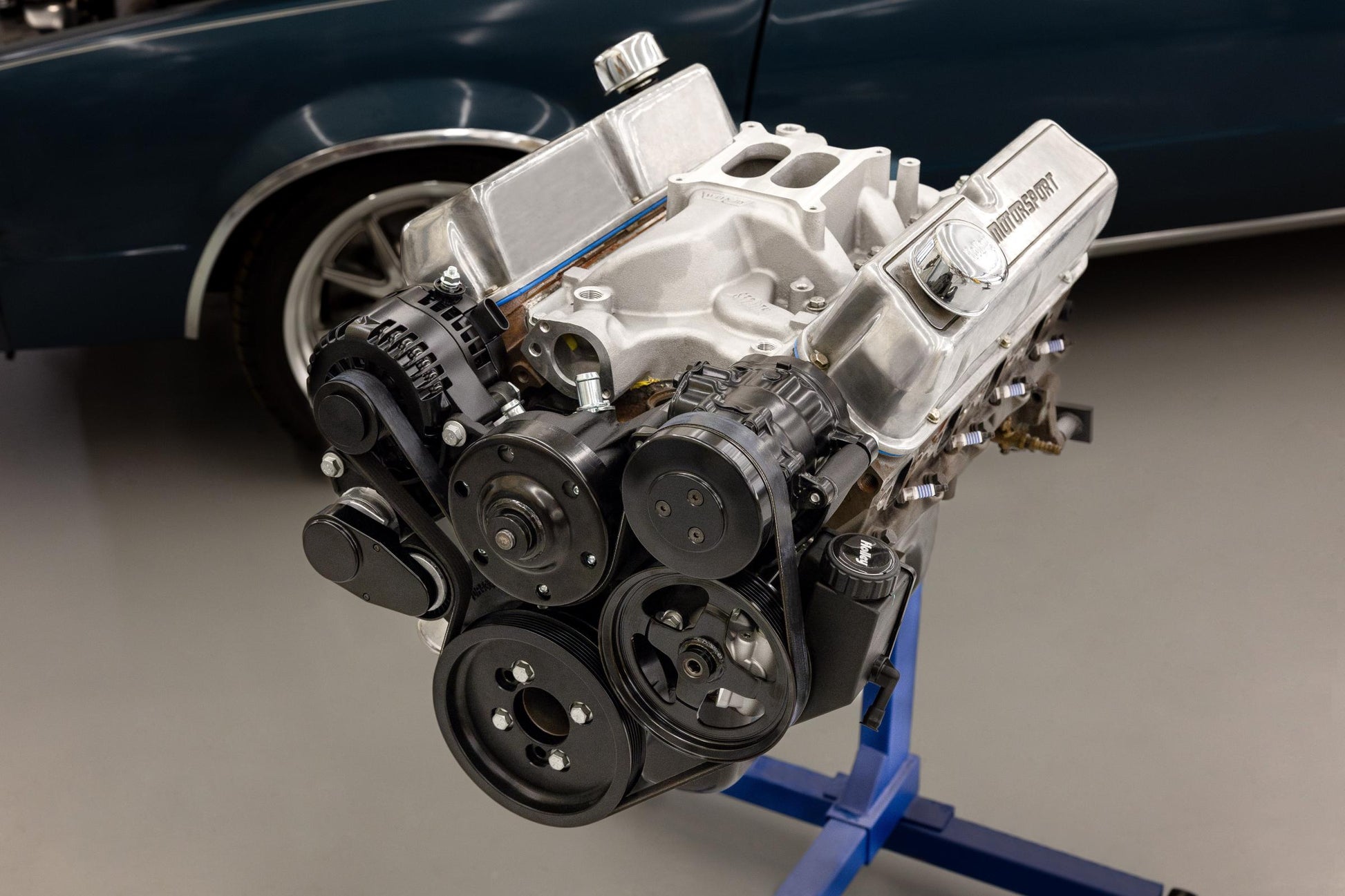 Small Block Ford Mid Mount Complete Accessory System Small Block Ford Mid Mount Complete Accessory Drive Black Finish Holley-2