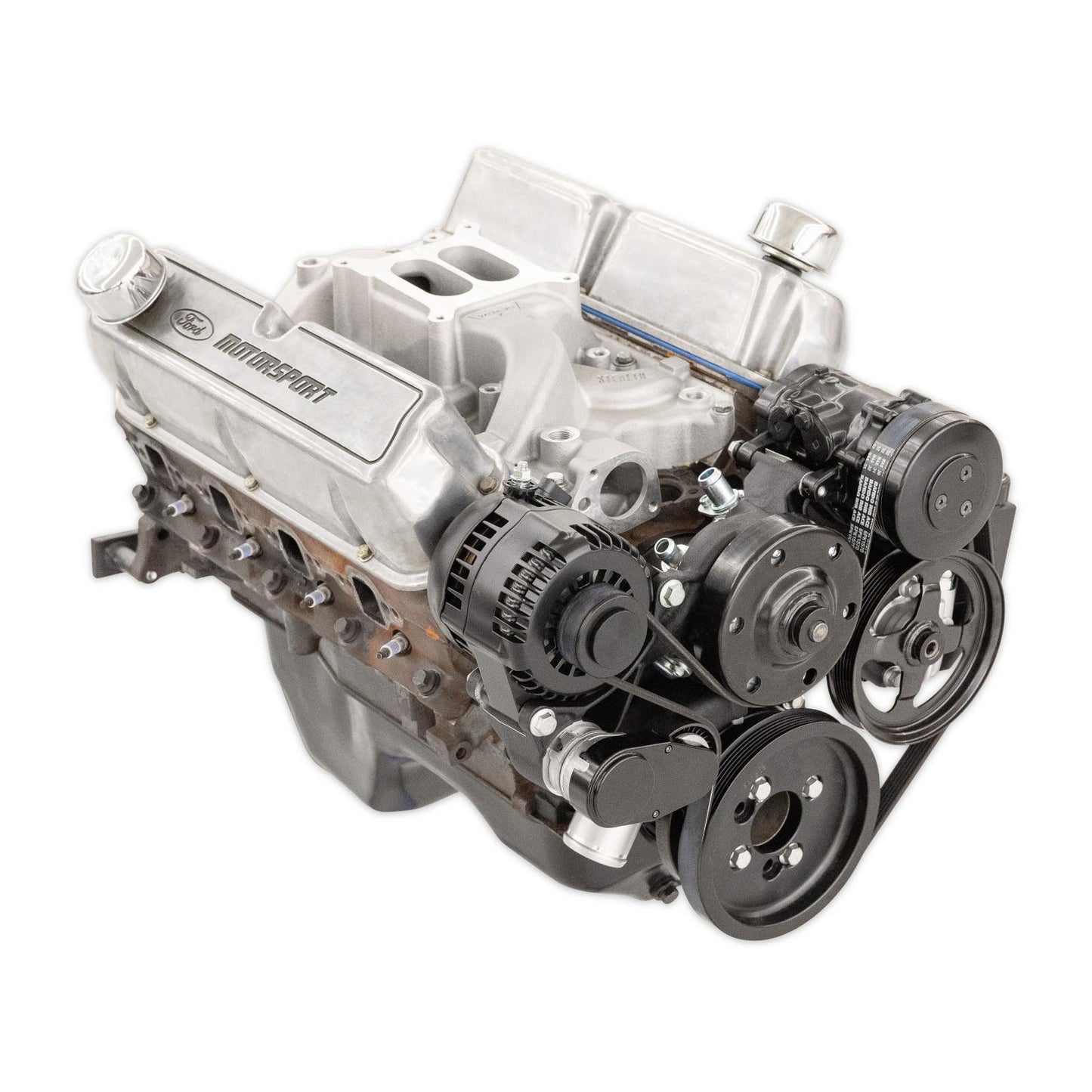 Small Block Ford Mid Mount Complete Accessory System Small Block Ford Mid Mount Complete Accessory Drive Black Finish Holley-4