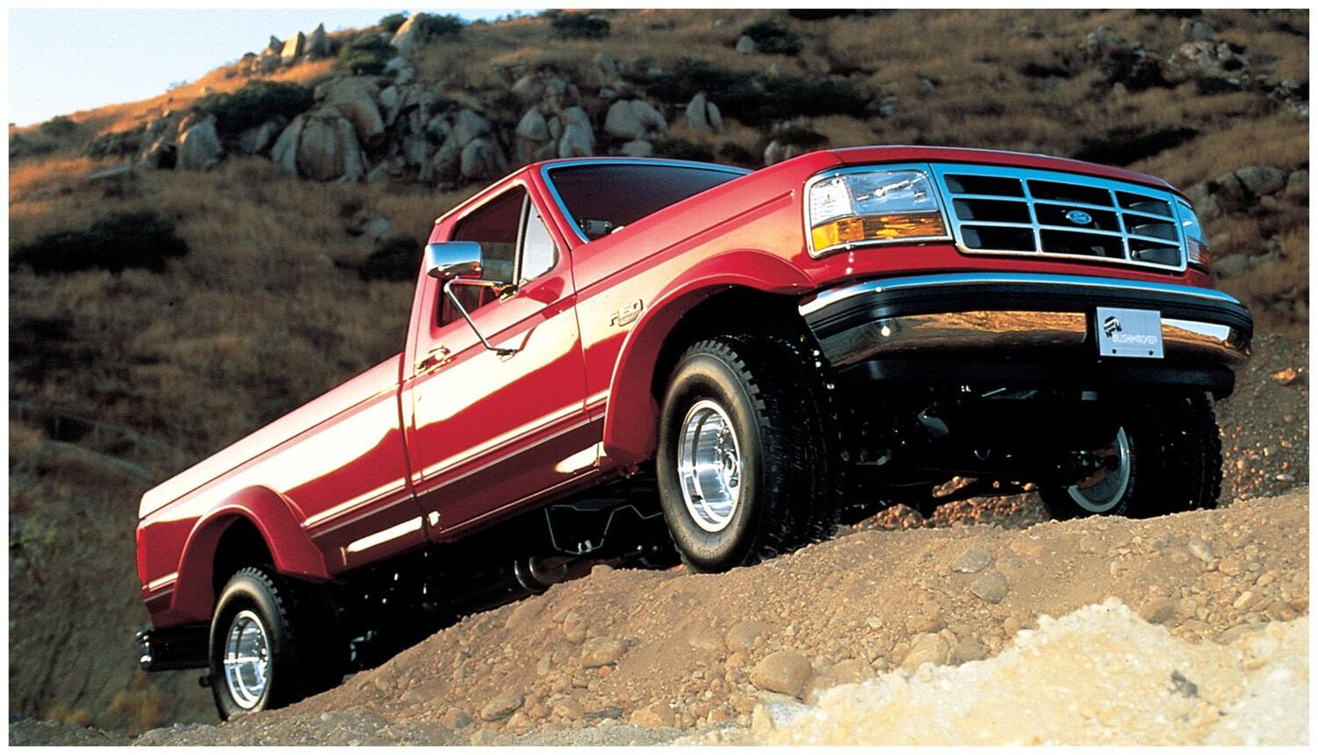 Black Cutout Style Smooth Finish Front Fender Flares For 1992-1996 Ford Bronco, F150, F250 1992-1997 F350 Super Duty Bushwacker