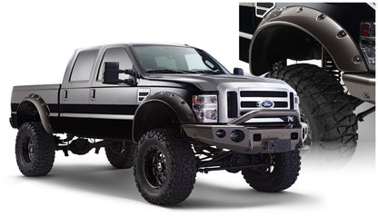 Black Cutout Style Smooth Finish Front Fender Flares For 1999-2010 Ford F250 Styleside Super Duty 2008-2010 F350 To F-550 Super Duty Bushwacker