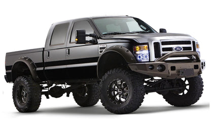 Black Cutout Style Smooth Finish Front Fender Flares For 1999-2010 Ford F250 Styleside Super Duty 2008-2010 F350 To F-550 Super Duty Bushwacker-3