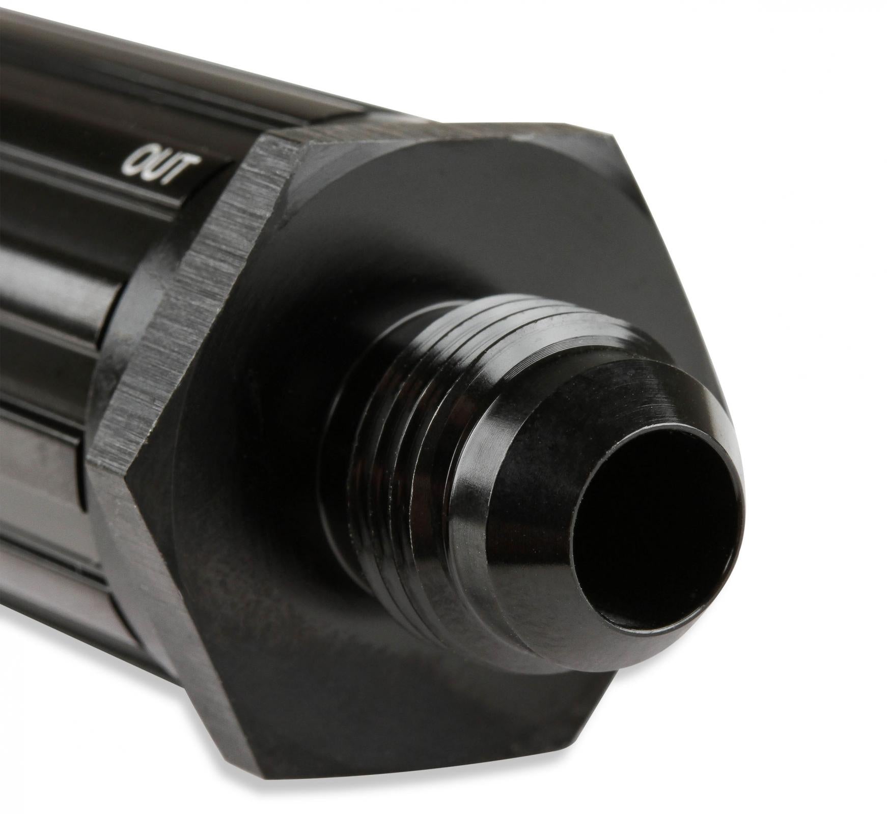 Male Fuel Filter -6 AN 30 Micron Black Fuel Filter with Sintered Bronze Element, AN -6 Male Ends, 30 Micron, Black Anodized Mr Gasket-1