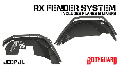 2018-2025 Jeep Wrangler JL Fender System Narrow Version Front and Rear Liners and Fender Flares Bodyguard Bumpers