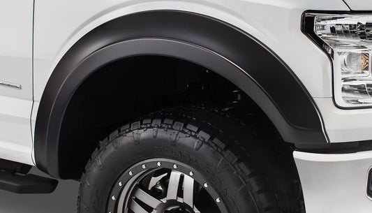 Black Extendafender Style Smooth Finish Front Fender Flares For 2015-2017 Ford F150 Bushwacker