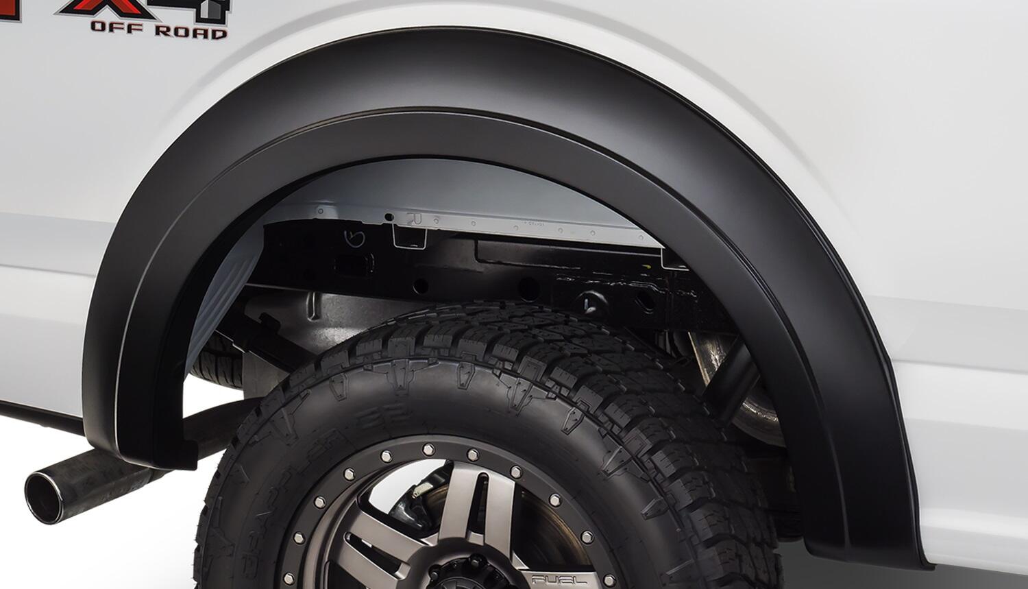 Black Extendafender Style Smooth Finish Rear Fender Flares For 2015-2020 Ford F150 Bushwacker