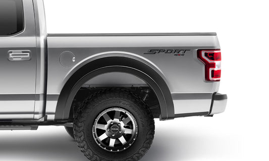Black Extendafender Style Smooth Finish Rear Fender Flares For 2015-2020 Ford F150 Bushwacker-1