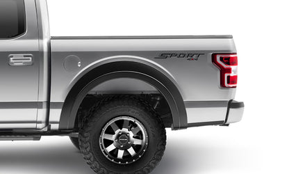 Black Extendafender Style Smooth Finish Rear Fender Flares For 2015-2020 Ford F150 Bushwacker-1