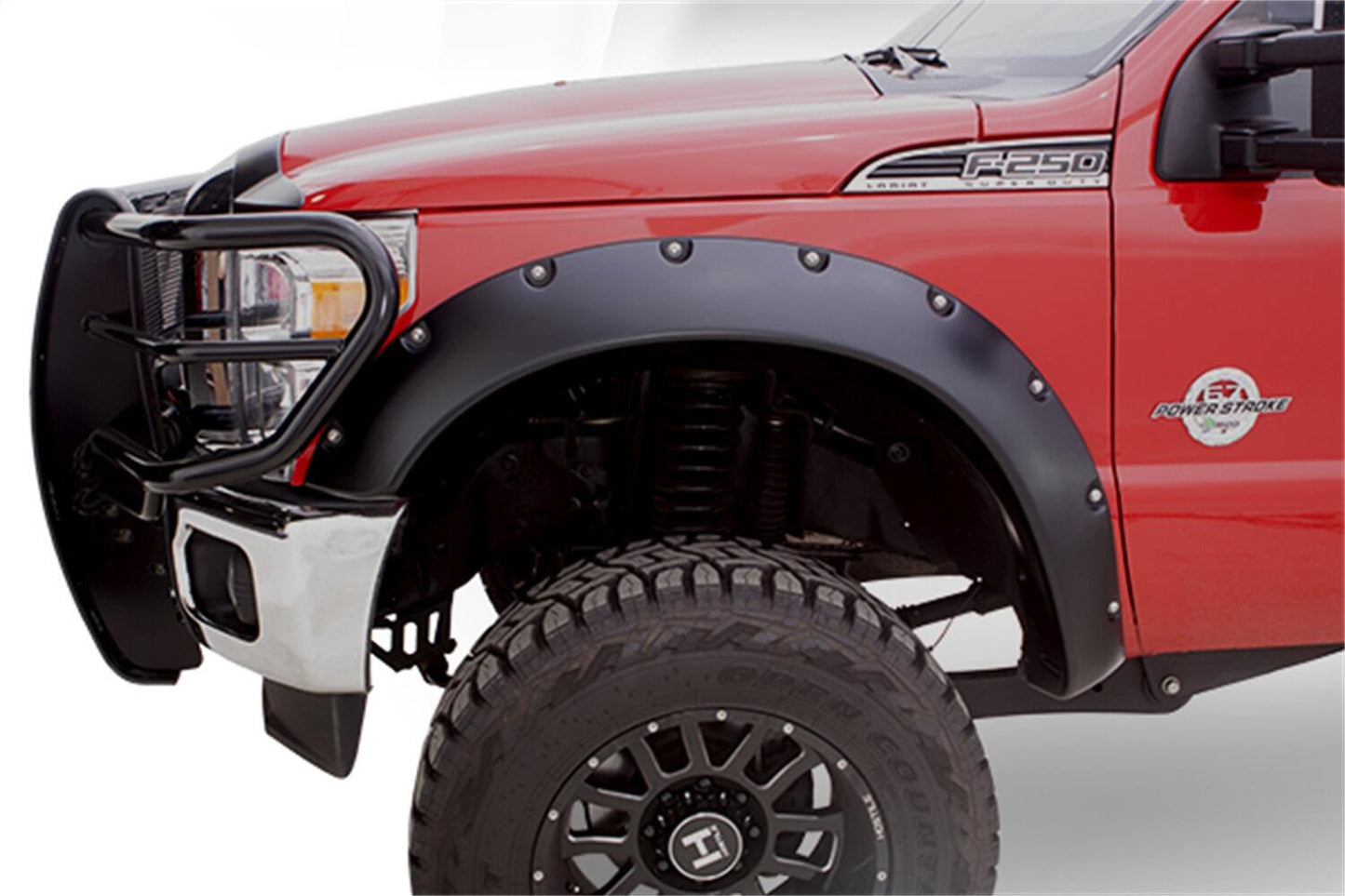 Black Cutout Style Smooth Finish Rear Fender Flares For 2011-2016 Ford F250 To F-450 Super Duty Bushwacker-1