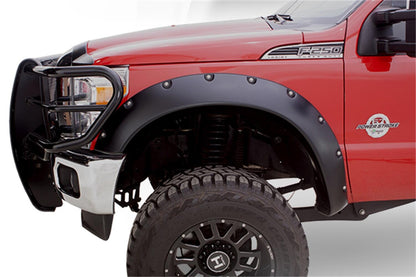 Black Cutout Style Smooth Finish Rear Fender Flares For 2011-2016 Ford F250 To F-450 Super Duty Bushwacker-1