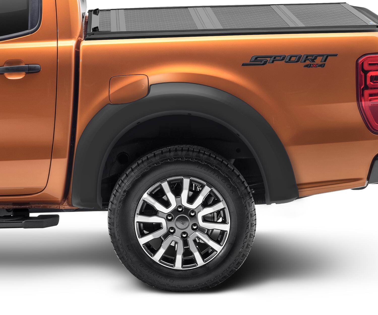 Black Extendafender Style Smooth Finish Rear Fender Flares For 2019-2023 Ford Ranger 2021-2023 Ford Ranger 61.0 Bed Bushwacker