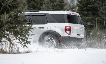 Black Pocket/Rivet Style Smooth Finish Rear Fender Flares For 2021-2026 Ford Bronco Sport Bushwacker-1