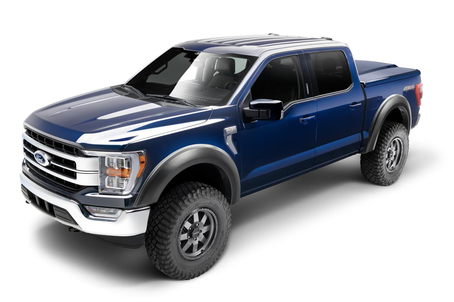 Black Extendafender Style Smooth Finish Rear Fender Flares For 2021-2026 Ford F150 Will Not Fit F150 Lightning Bushwacker