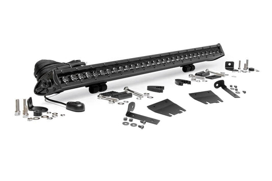 LED Light Kit | Hood Mount | 30" Black Single Row | Jeep Gladiator JT/Wrangler JL (18-24) Rough Country