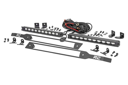 LED Light Kit | Grille Mount | 10" Black Slimline Pair | Chevy Silverado 1500 (19-22) Rough Country