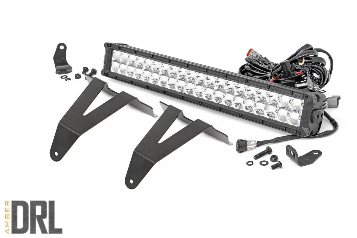 LED Light Kit | Bumper Mount | 20" Chrome Dual Row | Amber DRL | Ram 1500 (19-24) Rough Country