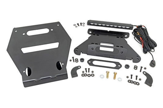 LED Light | Winch Mount | Front | 10" Black Slimline | Polaris RZR Pro R  Rough Country