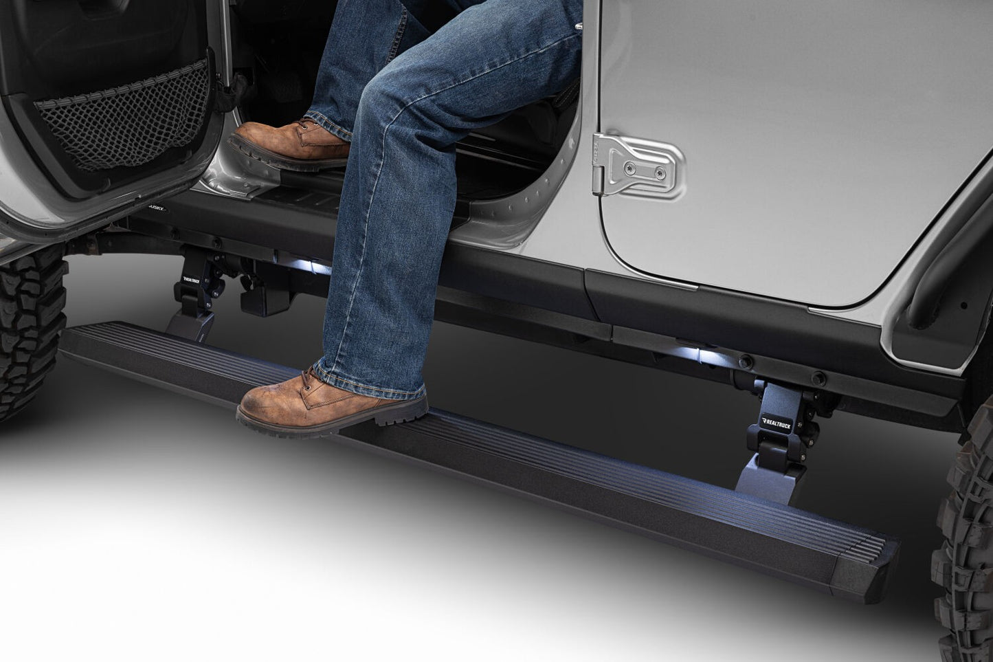 RealTruck VoltStep Electric Running Board Kit Textured Black 2018-2026 Jeep Wrangler Go Rhino-7