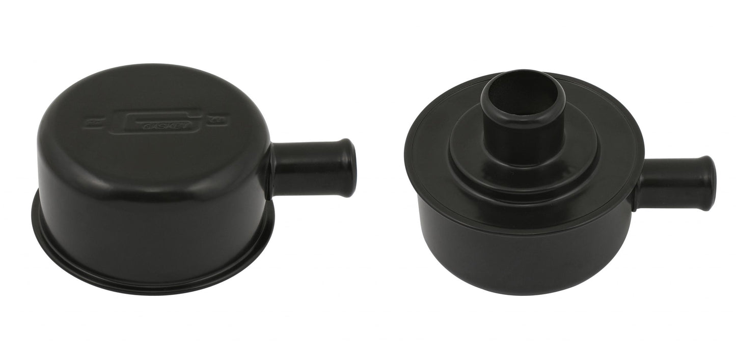 Valve Cover Breather Push-on style with breather tube flat black Mr Gasket