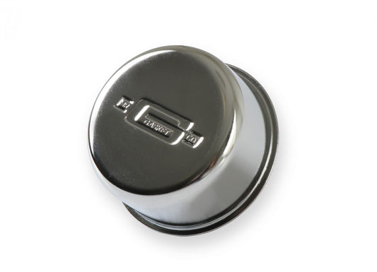 Valve Cover Breather Push-On style Chrome with Logo Mr Gasket