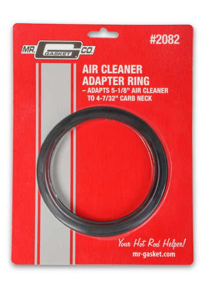 Air Cleaner Adapter Fits 4 Barrel, adapts 5-1/8 Inch air cleaner to 4-7/32 Inch carb neck, Black plastic Mr Gasket