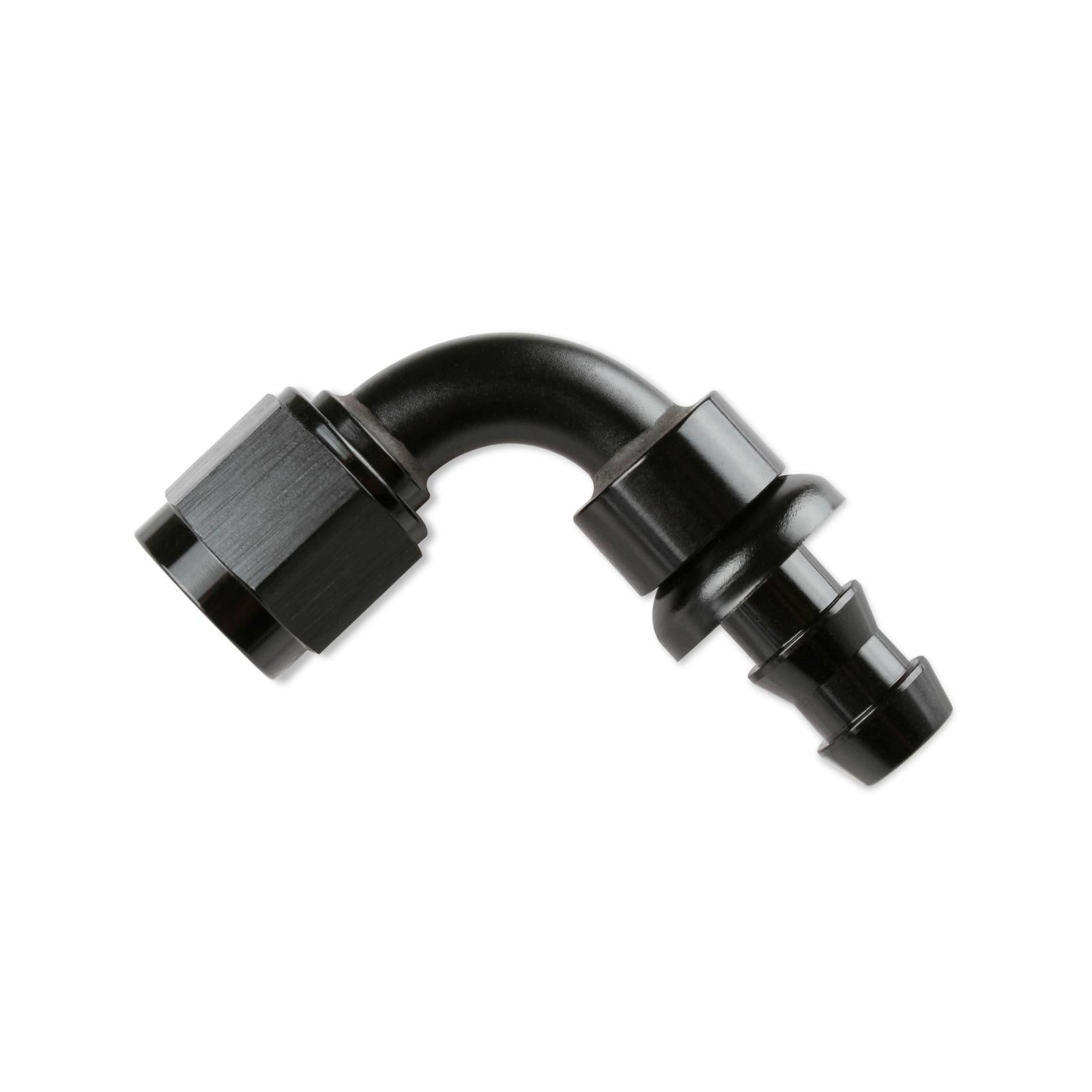 Push-On Hose Ends Black -10 AN 90 Degree Black Satin Anodized Finish Mr Gasket