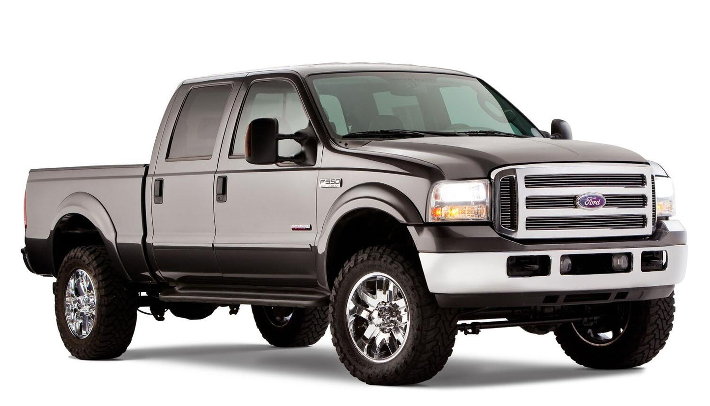 Black OE Style Smooth Finish 4-Piece Fender Flare Set For 1999-2007 Ford F250/F350 Super Duty Bushwacker-1