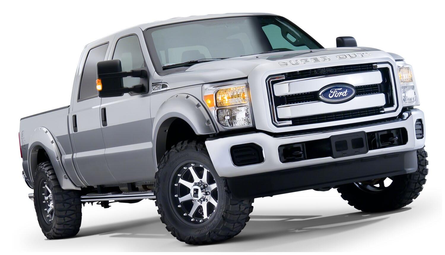 Black Pocket/Rivet Style Smooth Finish 4-Piece Fender Flare Set For 2008-2010 Ford F250/F350 Super Duty Bushwacker-4