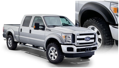 Black Extendafender Style Smooth Finish 4-Piece Fender Flare Set For 2011-2016 Ford F250/F350 Super Duty (Excludes Dually) Bushwacker