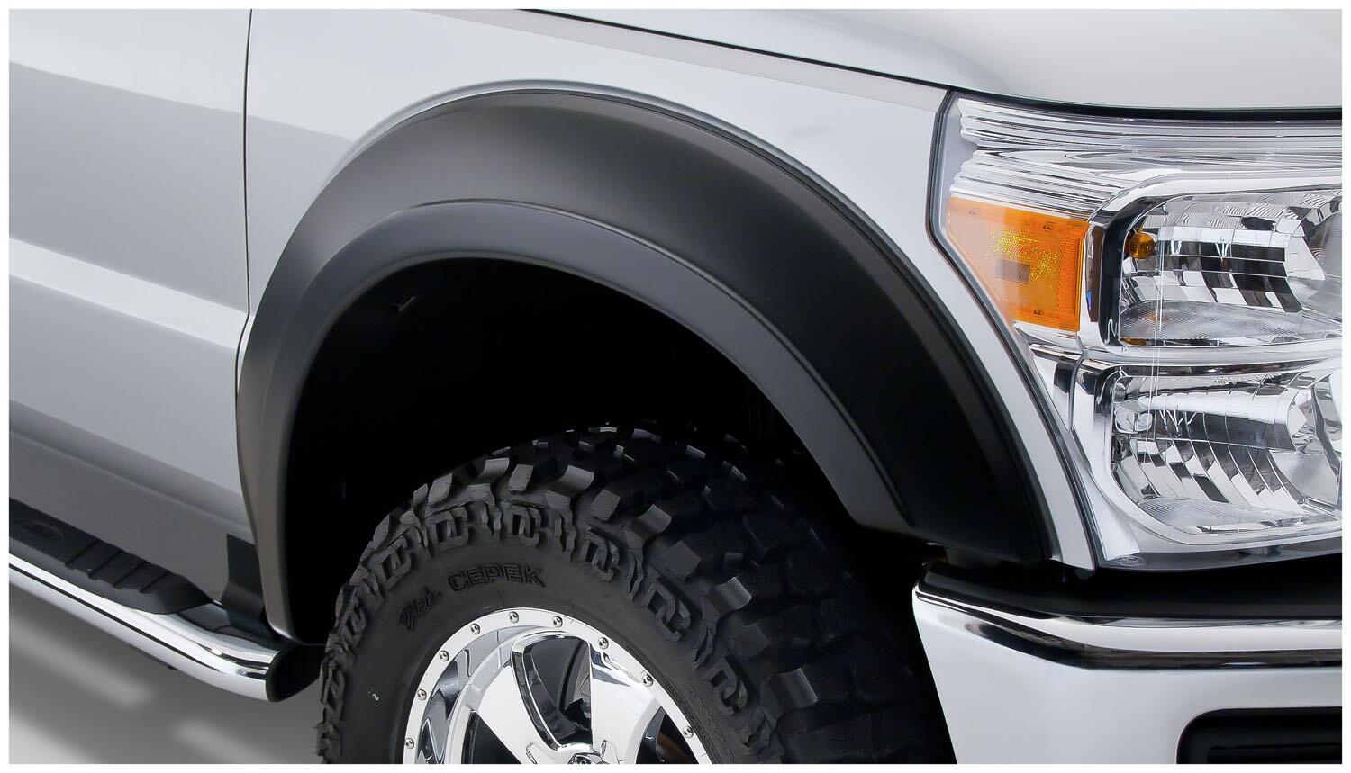Black Extendafender Style Smooth Finish 4-Piece Fender Flare Set For 2011-2016 Ford F250/F350 Super Duty (Excludes Dually) Bushwacker-1