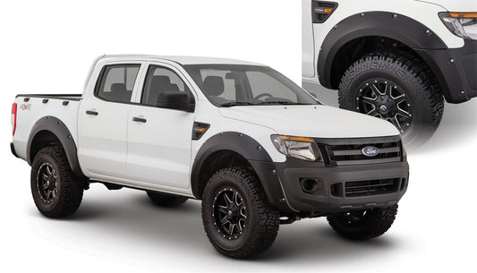 Black Pocket/Rivet Style Smooth Finish 4-Piece Fender Flare Set For 2011-2018 Ford Ranger Bushwacker