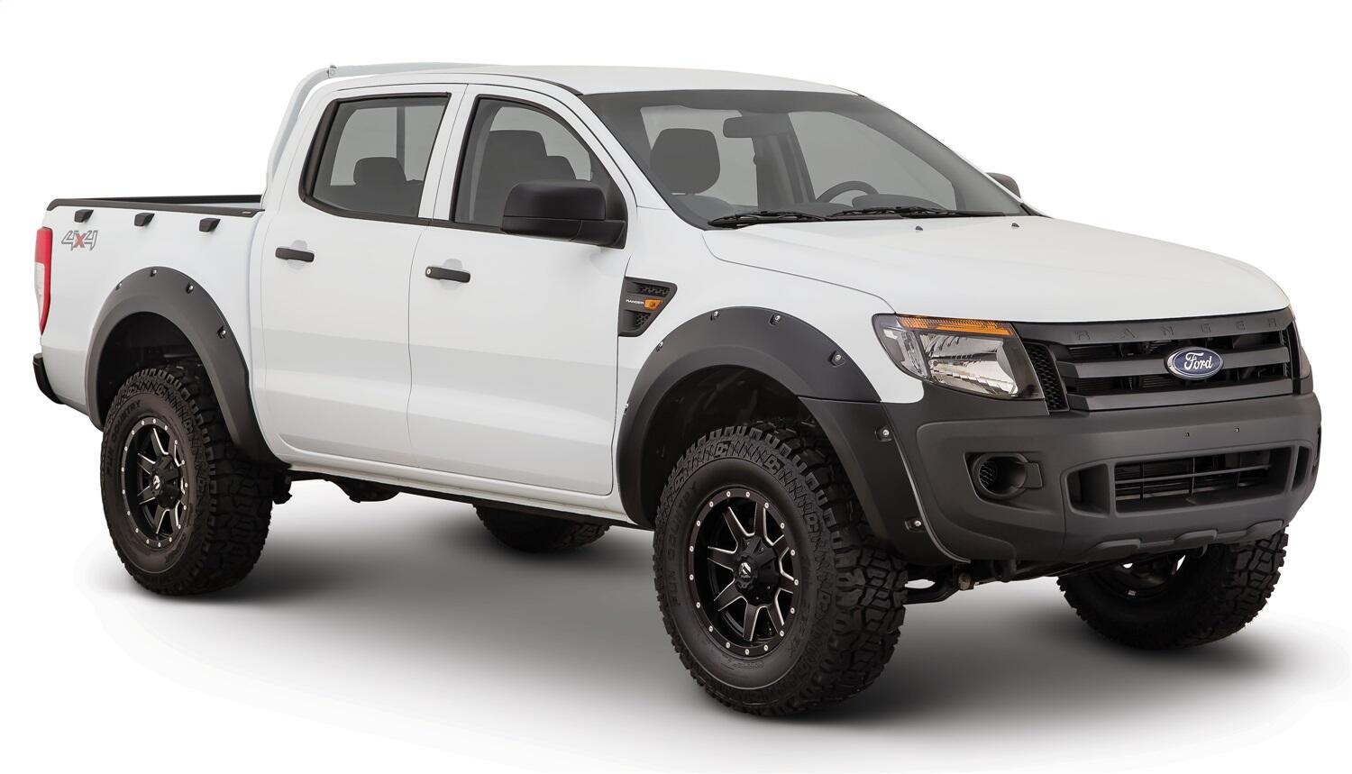 Black Pocket/Rivet Style Smooth Finish 4-Piece Fender Flare Set For 2011-2018 Ford Ranger Bushwacker-3