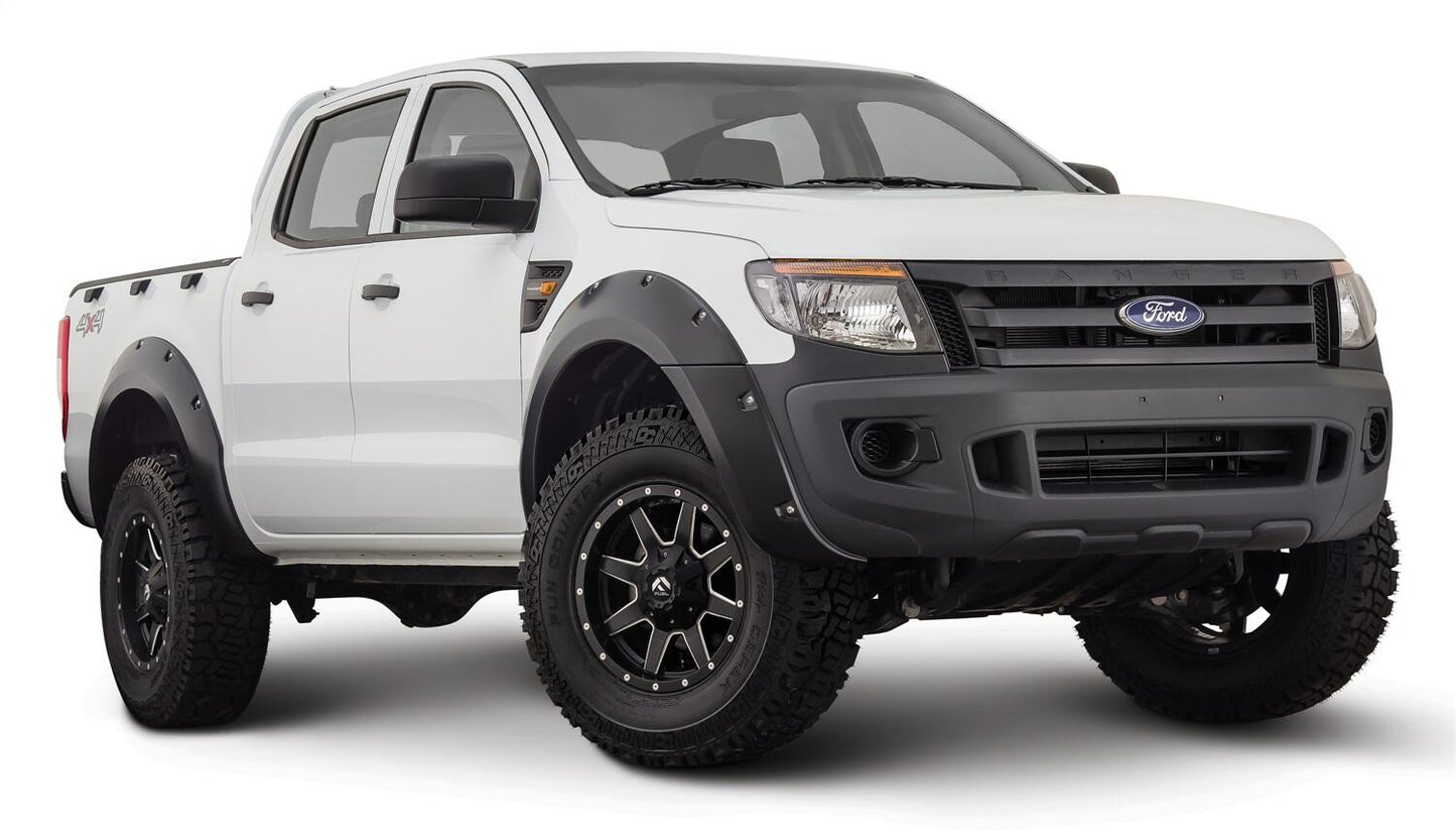 Black Pocket/Rivet Style Smooth Finish 4-Piece Fender Flare Set For 2011-2018 Ford Ranger Bushwacker-4