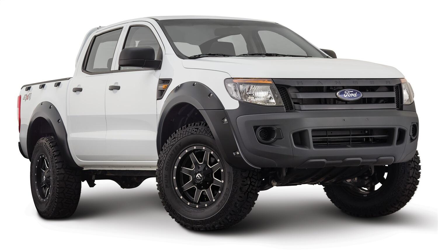 Black Pocket/Rivet Style Smooth Finish 4-Piece Fender Flare Set For 2011-2018 Ford Ranger Bushwacker-4